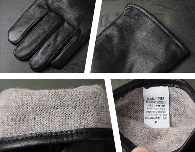 実物 新品 デッドストック 米軍 ブラックレザー ドレスグローブ