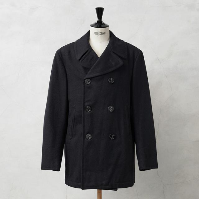 実物 USED 米軍 U.S.NAVY ウール ピーコート BLACK / Pコート PEA COAT【Cx】【I】｜メンズ アウター ミリタリー メルトン ジャケット ダブル 前立て ビジネス カジュアル 古着 おしゃれ