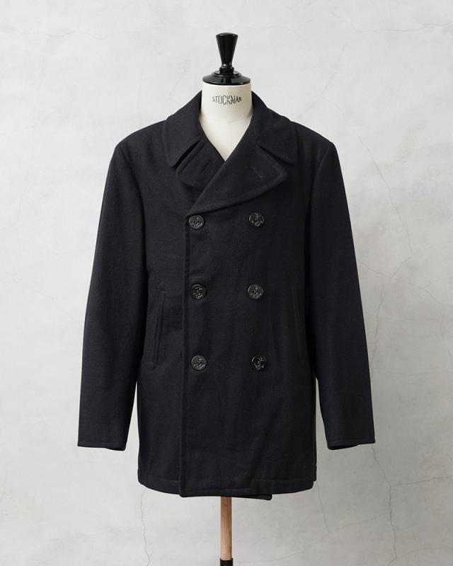 実物 USED 米軍 U.S.NAVY ウール ピーコート BLACK / Pコート PEA COAT【Cx】【I】｜メンズ アウター ミリタリー メルトン ジャケット ダブル 前立て ビジネス カジュアル 古着 おしゃれ