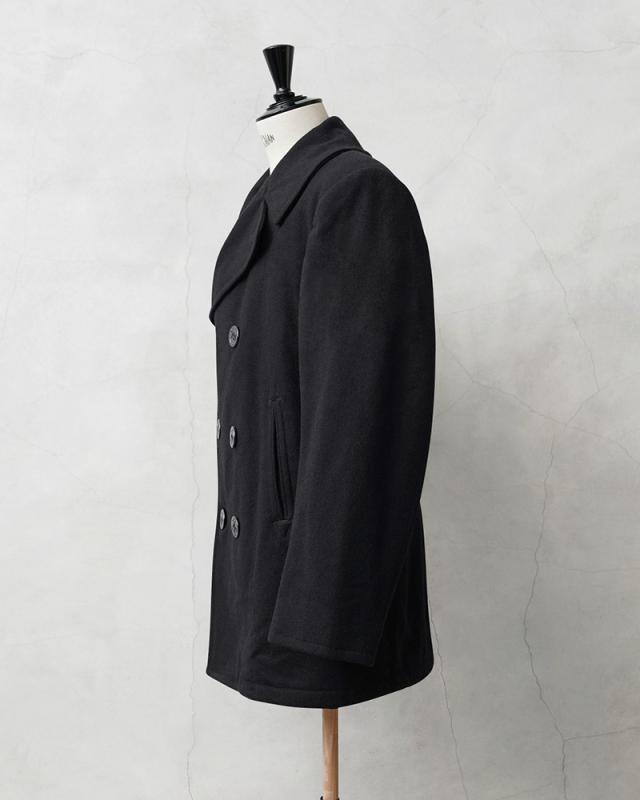 実物 USED 米軍 U.S.NAVY ウール ピーコート BLACK / Pコート PEA COAT【Cx】【I】｜メンズ アウター ミリタリー メルトン ジャケット ダブル 前立て ビジネス カジュアル 古着 おしゃれ