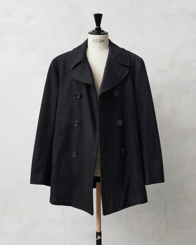 実物 USED 米軍 U.S.NAVY ウール ピーコート BLACK / Pコート PEA COAT【Cx】【I】｜メンズ アウター ミリタリー メルトン ジャケット ダブル 前立て ビジネス カジュアル 古着 おしゃれ