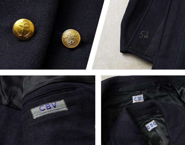 実物 USED スウェーデン軍 ダブルフェイス 8ボタン ウール コート【Cx】【I】｜メンズ アウター ジャケット 金ボタン 大きいサイズ ミリタリー ネイビー Pコート 古着 ファッション おしゃれ_10