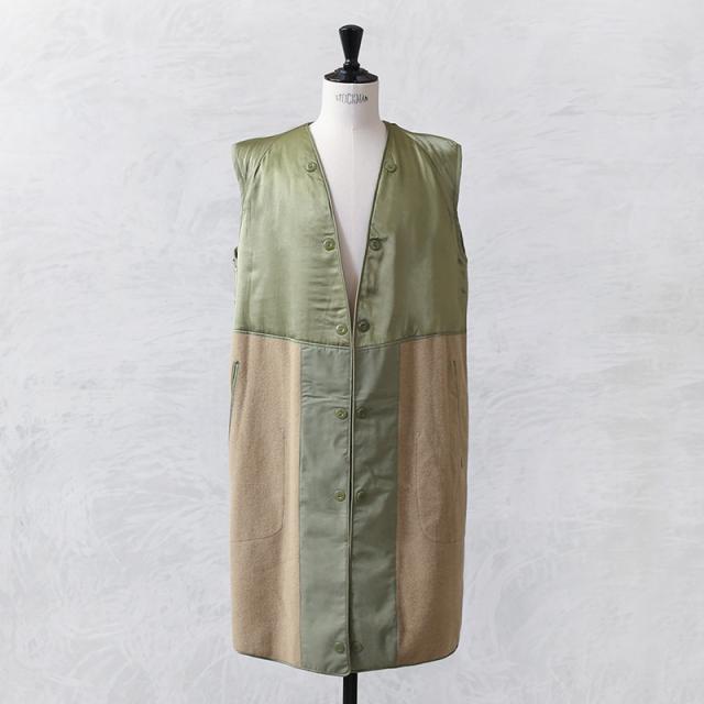 実物 新品 デッドストック フランス軍 オフィサー トレンチコート用 ウール ライナー ベスト【Cx】【I】｜メンズファッション ミリタリー ヴィンテージ 古着 軍物 防寒 カジュアル インナー サテン ジレ