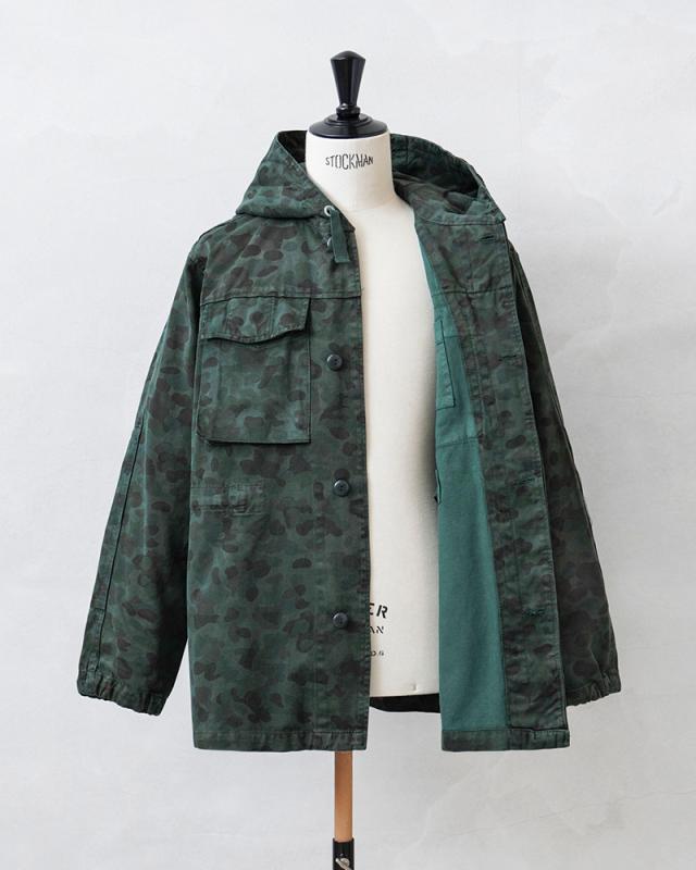 実物 USED オーストリア軍 ピードットカモ スモック パーカー OVER DYED フロントボタン【Cx】【I】_9