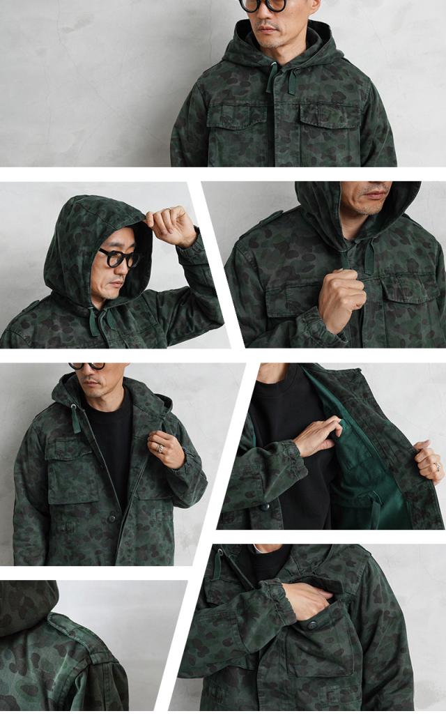 実物 USED オーストリア軍 ピードットカモ スモック パーカー OVER DYED フロントボタン【Cx】【I】_12