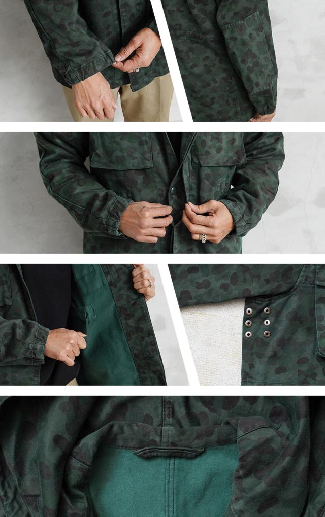 実物 USED オーストリア軍 ピードットカモ スモック パーカー OVER DYED フロントボタン【Cx】【I】_13