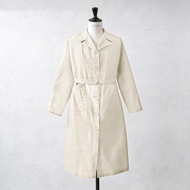 実物 新品 デッドストック フランス軍 レディース リネン メディカルコート【Cx】【I】｜アウター ヴィンテージ アンティーク 生成り オフホワイト ミリタリー 古着 ファッション おしゃれ