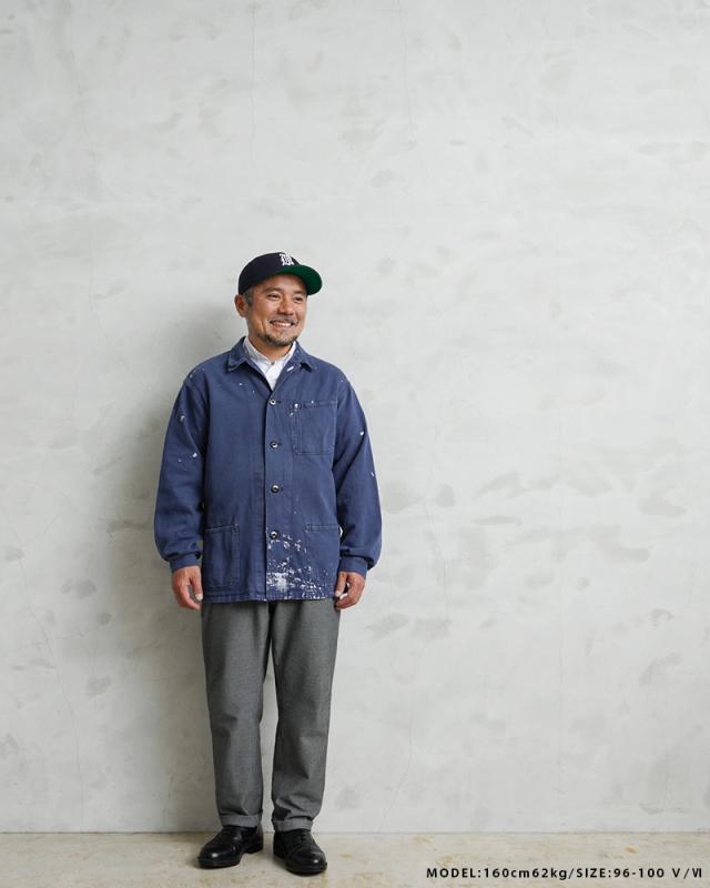 実物 USED オーストリア軍 ヘリンボーンツイル ブルーワークジャケット FADED CONDITION【Cx】【I】｜メンズ アウター 大きいサイズ ミリタリー ネイビー カジュアル 作業着 薄手 古着 ファッション おしゃれ_7