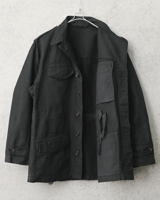 リジェクト 訳あり品 実物 USED フランス軍 M-47 フィールドジャケット 前期型 コットン製 #2 BLACK染め【Cx】【I】_4