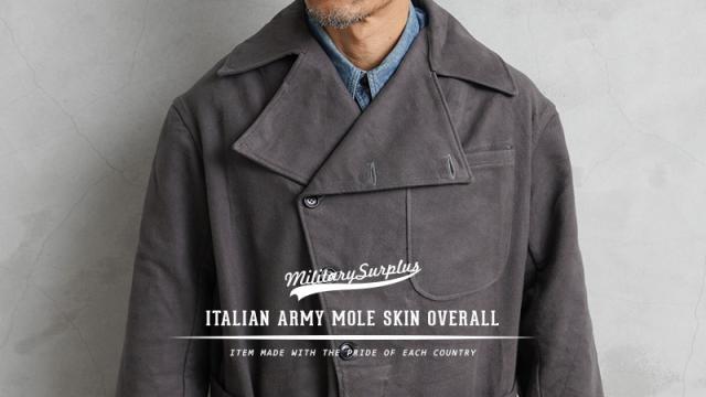 実物 新品 デッドストック イタリア軍 モールスキン カバーオール GRAY