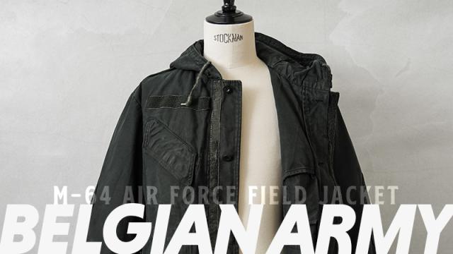 実物 USED ベルギー軍 M-64 AIR FORCE フーデッド フィールドジャケット DARK GREEN染め【Cx】【I】｜メンズファッション ミリタリージャケット モッズコート ユーズド 古着 フード付き アウター ミドル丈 空軍 モッズファッション_1
