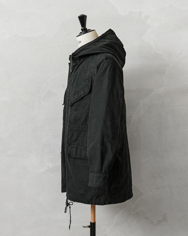 実物 USED ベルギー軍 M-64 AIR FORCE フーデッド フィールドジャケット DARK GREEN染め【Cx】【I】｜メンズファッション ミリタリージャケット モッズコート ユーズド 古着 フード付き アウター ミドル丈 空軍 モッズファッション_4