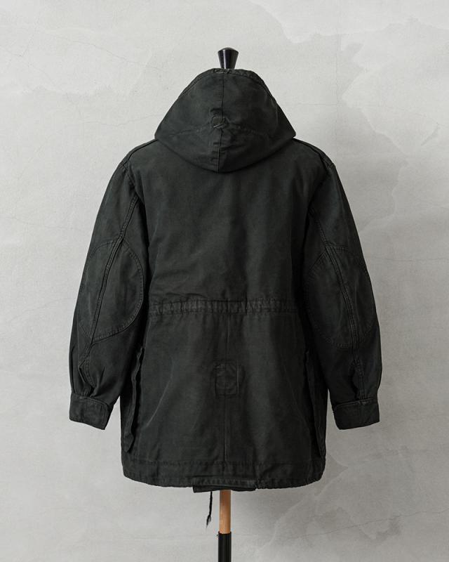 実物 USED ベルギー軍 M-64 AIR FORCE フーデッド フィールドジャケット DARK GREEN染め【Cx】【I】｜メンズファッション ミリタリージャケット モッズコート ユーズド 古着 フード付き アウター ミドル丈 空軍 モッズファッション_5
