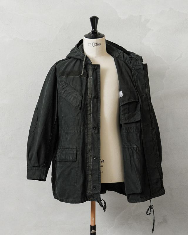 実物 USED ベルギー軍 M-64 AIR FORCE フーデッド フィールドジャケット DARK GREEN染め【Cx】【I】｜メンズファッション ミリタリージャケット モッズコート ユーズド 古着 フード付き アウター ミドル丈 空軍 モッズファッション_6