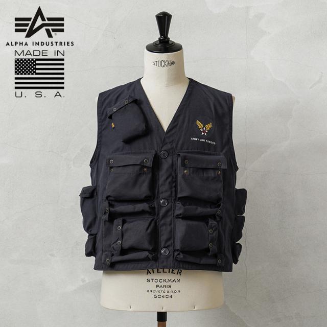 ALPHA アルファ デッドストック MADE IN USA C-1 サバイバル ベスト NAVY【Cx】【I】｜C-1ベスト サバイバルベスト ミリタリーファッション アメカジ メンズ 軍モノ ヴィンテージ 米空軍 USAAF ナイロンジャケット アウトドア