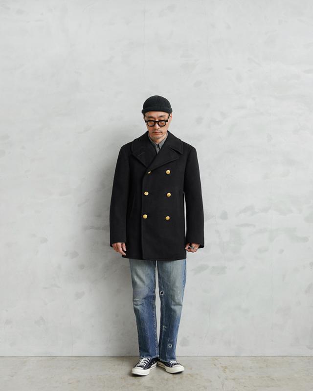 実物 USED 米軍 U.S.NAVY KERSEY（カージー）ウール ピーコート ゴールドボタン DARK NAVY / Pコート PEA COAT【Cx】【I】｜メンズ アウター ミリタリー メルトン ジャケット ダブル 前立て ビジネス カジュアル 古着 おしゃれ