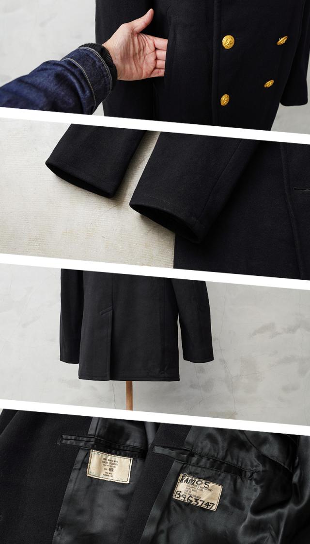 実物 USED 米軍 U.S.NAVY KERSEY（カージー）ウール ピーコート ゴールドボタン DARK NAVY / Pコート PEA COAT【Cx】【I】｜メンズ アウター ミリタリー メルトン ジャケット ダブル 前立て ビジネス カジュアル 古着 おしゃれ