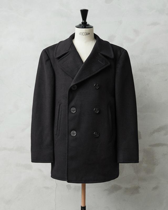 実物 USED 米軍 U.S.NAVY 40〜50’s「NAVAL CLOTHING 」KERSEY（カージー）ウール ピーコート DARK NAVY / Pコート PEA COAT【Cx】【I】｜メンズ アウター ミリタリー メルトン ジャケット ダブル 前立て カジュアル 古着 おしゃれ