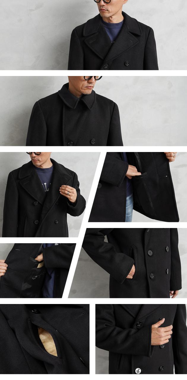 実物 USED 米軍 U.S.NAVY 40〜50’s「NAVAL CLOTHING 」KERSEY（カージー）ウール ピーコート DARK NAVY / Pコート PEA COAT【Cx】【I】｜メンズ アウター ミリタリー メルトン ジャケット ダブル 前立て カジュアル 古着 おしゃれ