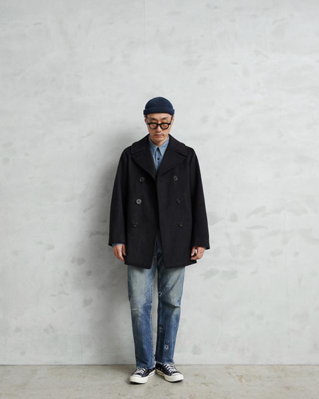 実物 USED 米軍 U.S.NAVY 70’s MELTON（メルトン）ウール ピーコート DARK NAVY / Pコート PEA COAT【Cx】【I】｜メンズ アウター ミリタリー メルトン ジャケット ダブル 前立て ビジネス カジュアル 古着 おしゃれ