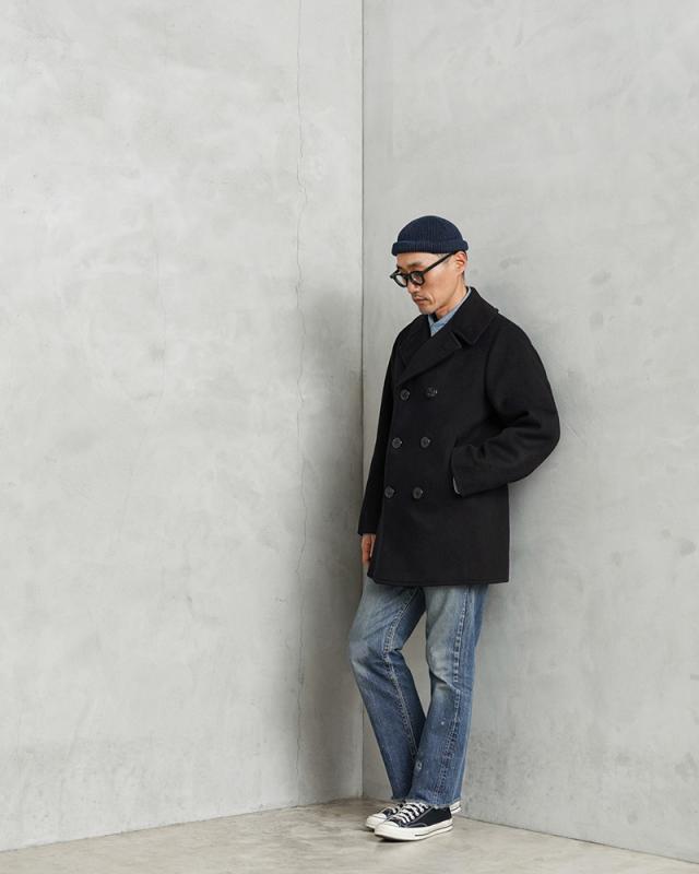 実物 USED 米軍 U.S.NAVY 70’s MELTON（メルトン）ウール ピーコート DARK NAVY / Pコート PEA COAT【Cx】【I】｜メンズ アウター ミリタリー メルトン ジャケット ダブル 前立て ビジネス カジュアル 古着 おしゃれ