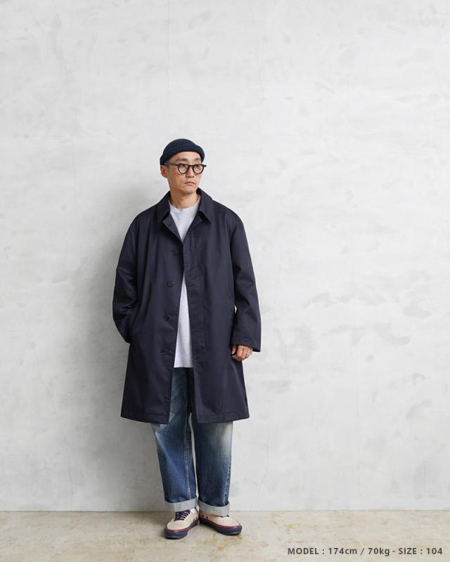 WAIPER.inc 実物 新品 デッドストック フランス軍 リメイク ステンカラーコート NAVY【I】【Cx】｜メンズ アウター レインコート 大きいサイズ ネイビー シンプル フレンチ ミリタリー 古着 ファッション ブランド おしゃれ_1