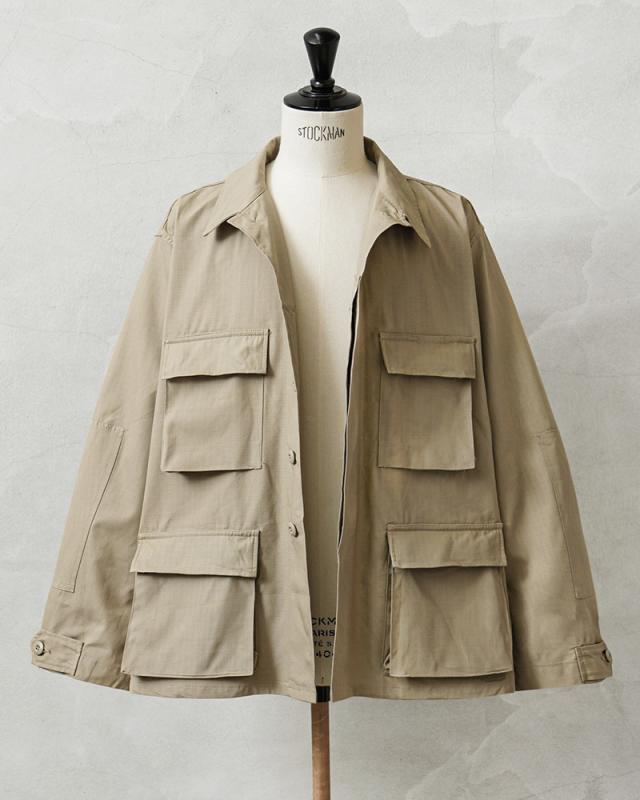 MADE IN USA 新品 米軍 デッドストック BDU ジャケット カーキ 中期型タイプ ウエストアジャスターあり【Cx】【I】｜ミリタリー アウター アメカジ メンズファッション リップストップ アメリカ製 復刻 軍用 戦闘服 古着 軍物_5