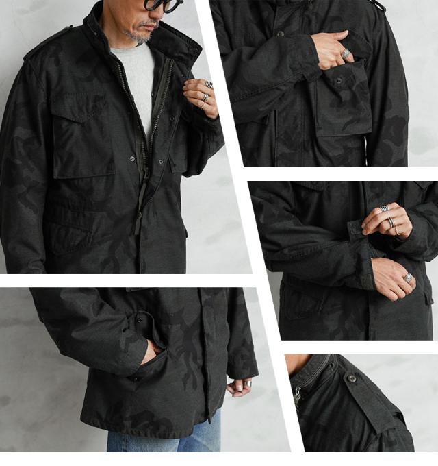 実物 USED 米軍 M-65 フィールドジャケット WOODLAND CAMO BLACK染め【Cx】【I】｜M65 ウッドランドカモ ブラック染め ミリタリージャケット メンズファッション アメカジ 防寒 アウター ビンテージ コットン ナイロン 古着 おしゃれ_10