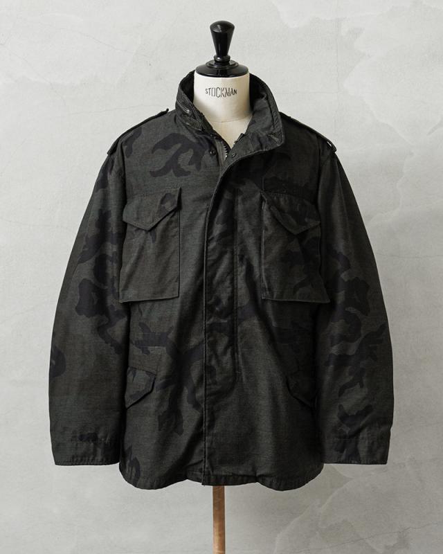 実物 USED 米軍 M-65 フィールドジャケット WOODLAND CAMO BLACK染め【Cx】【I】｜M65 ウッドランドカモ ブラック染め ミリタリージャケット メンズファッション アメカジ 防寒 アウター ビンテージ コットン ナイロン 古着 おしゃれ_2