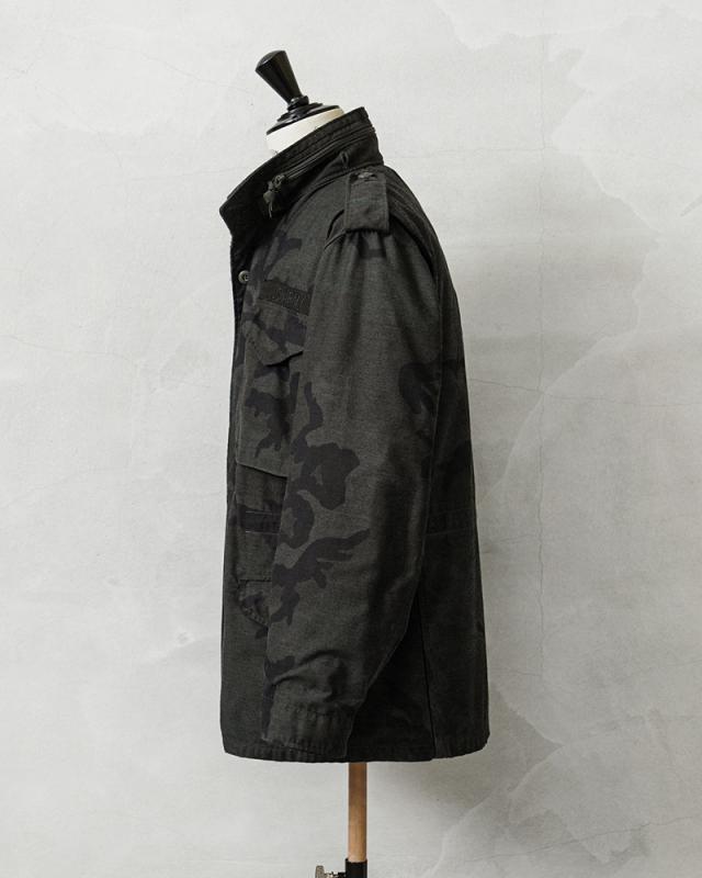 実物 USED 米軍 M-65 フィールドジャケット WOODLAND CAMO BLACK染め【Cx】【I】｜M65 ウッドランドカモ ブラック染め ミリタリージャケット メンズファッション アメカジ 防寒 アウター ビンテージ コットン ナイロン 古着 おしゃれ_3