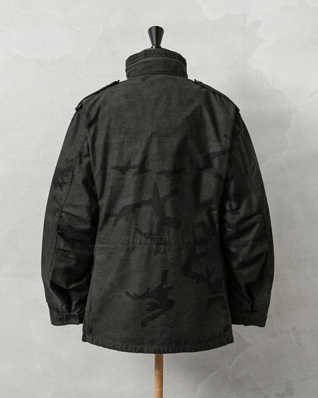 実物 USED 米軍 M-65 フィールドジャケット WOODLAND CAMO BLACK染め【Cx】【I】｜M65 ウッドランドカモ ブラック染め ミリタリージャケット メンズファッション アメカジ 防寒 アウター ビンテージ コットン ナイロン 古着 おしゃれ_4