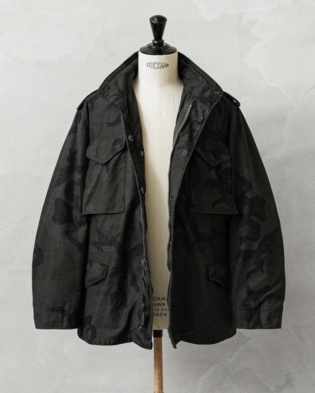 実物 USED 米軍 M-65 フィールドジャケット WOODLAND CAMO BLACK染め【Cx】【I】｜M65 ウッドランドカモ ブラック染め ミリタリージャケット メンズファッション アメカジ 防寒 アウター ビンテージ コットン ナイロン 古着 おしゃれ_5