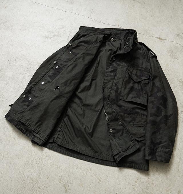 実物 USED 米軍 M-65 フィールドジャケット WOODLAND CAMO BLACK染め【Cx】【I】｜M65 ウッドランドカモ ブラック染め ミリタリージャケット メンズファッション アメカジ 防寒 アウター ビンテージ コットン ナイロン 古着 おしゃれ_7