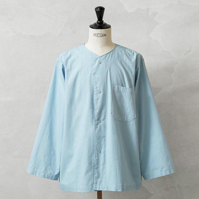 実物 新品 デッドストック 米軍 U.S.ARMY CHECK WEAVE COTTON パジャマシャツ ライトブルー【Cx】【I】