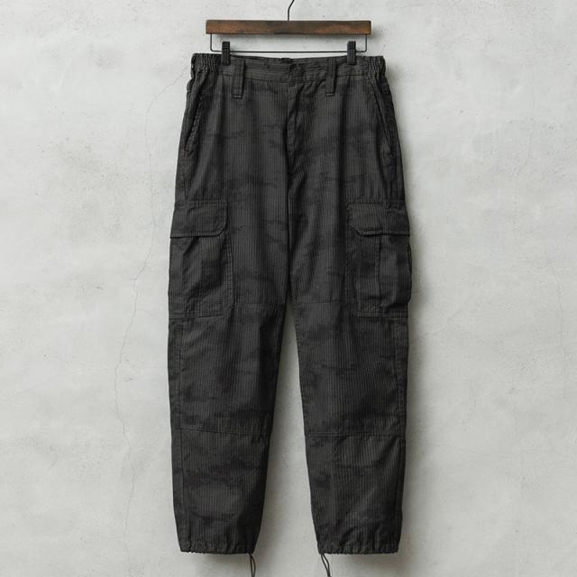 実物 USED トルコ軍 AIR FORCE リップストップ カーゴパンツ NANOカモ BLACK染め / トルコ空軍【Cx】【I】｜メンズファッション ミリタリー 迷彩パンツ 黒染め USEDパンツ 軍パン BDU ダブルニー 6ポケット