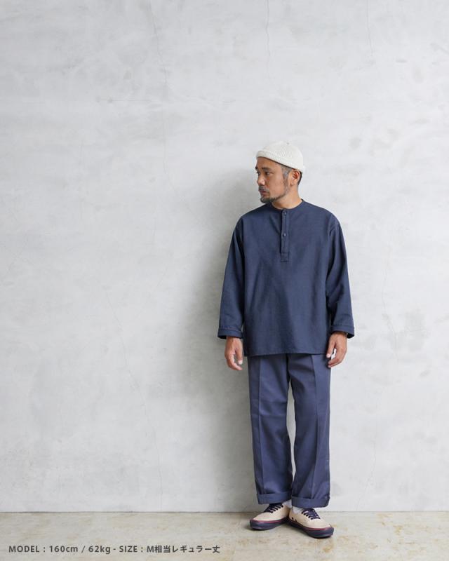 実物 新品 デッドストック ロシア軍 70s ヘンリーネック スリーピングシャツ NAVY染め【Cx】【I】｜メンズ トップス ミリタリー 大きいサイズ プルオーバー ノーカラーシャツ ボックスシルエット 古着 リメイク ファッション おしゃれ_2