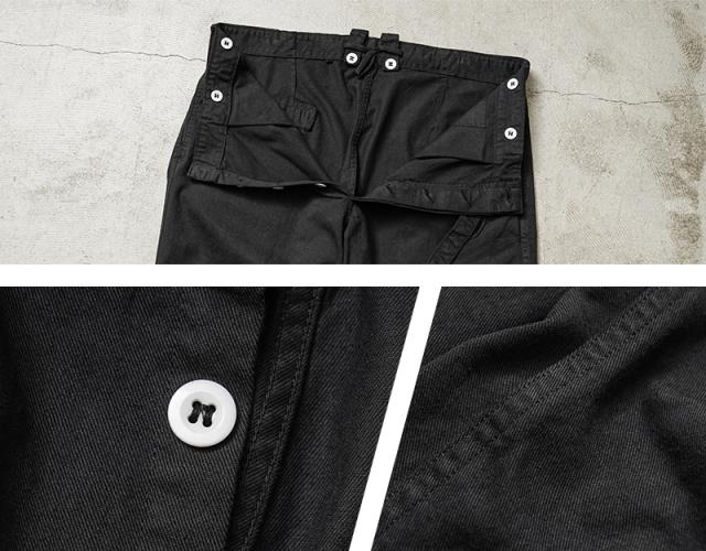 実物 新品 デッドストック ドイツ軍 BW コットン ワークパンツ BLACK染め【Cx】【I】｜メンズファッション ミリタリー ブラック ベルト付き ワイドシルエット ミリタリーパンツ_12