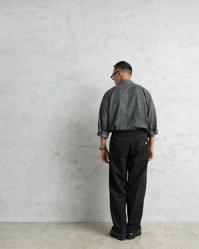 実物 新品 デッドストック ドイツ軍 BW コットン ワークパンツ BLACK染め【Cx】【I】｜メンズファッション ミリタリー ブラック ベルト付き ワイドシルエット ミリタリーパンツ_2