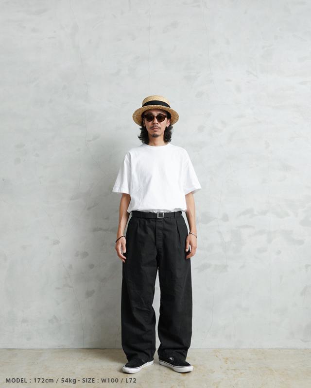 実物 新品 デッドストック ドイツ軍 BW コットン ワークパンツ BLACK染め【Cx】【I】｜メンズファッション ミリタリー ブラック ベルト付き ワイドシルエット ミリタリーパンツ_5