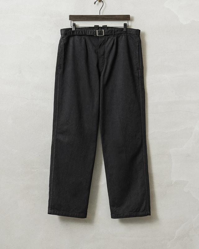 実物 新品 デッドストック ドイツ軍 BW コットン ワークパンツ BLACK染め【Cx】【I】｜メンズファッション ミリタリー ブラック ベルト付き ワイドシルエット ミリタリーパンツ_7