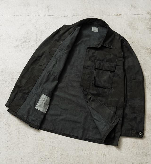 実物 新品 デッドストック 米軍 BDU WOODLAND CAMO ジャケット 前期型 ノンリップ BLACK染め【Cx】【I】｜ミリタリージャケット メンズファッション アメカジ ウッドランドカモ 古着 ブラック染め ヴィンテージ カジュアル アウトドア 迷彩_10