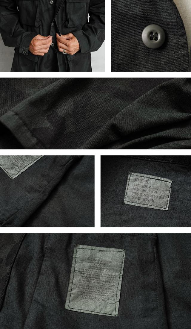 実物 新品 デッドストック 米軍 BDU WOODLAND CAMO ジャケット 前期型 ノンリップ BLACK染め【Cx】【I】｜ミリタリージャケット メンズファッション アメカジ ウッドランドカモ 古着 ブラック染め ヴィンテージ カジュアル アウトドア 迷彩_12
