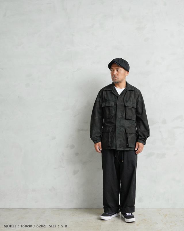 実物 新品 デッドストック 米軍 BDU WOODLAND CAMO ジャケット 前期型 ノンリップ BLACK染め【Cx】【I】｜ミリタリージャケット メンズファッション アメカジ ウッドランドカモ 古着 ブラック染め ヴィンテージ カジュアル アウトドア 迷彩_4