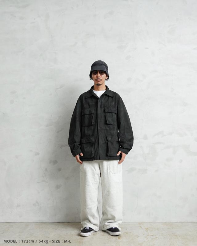 実物 新品 デッドストック 米軍 BDU WOODLAND CAMO ジャケット 前期型 ノンリップ BLACK染め【Cx】【I】｜ミリタリージャケット メンズファッション アメカジ ウッドランドカモ 古着 ブラック染め ヴィンテージ カジュアル アウトドア 迷彩_5