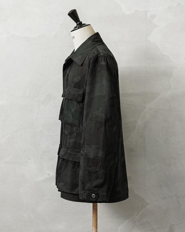実物 新品 デッドストック 米軍 BDU WOODLAND CAMO ジャケット 前期型 ノンリップ BLACK染め【Cx】【I】｜ミリタリージャケット メンズファッション アメカジ ウッドランドカモ 古着 ブラック染め ヴィンテージ カジュアル アウトドア 迷彩_7