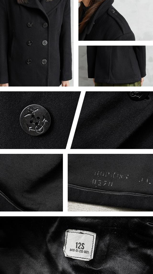 実物 USED 米軍 レディース U.S.NAVY ウール ピーコート BLACK / Pコート PEA COAT【Cx】【I】