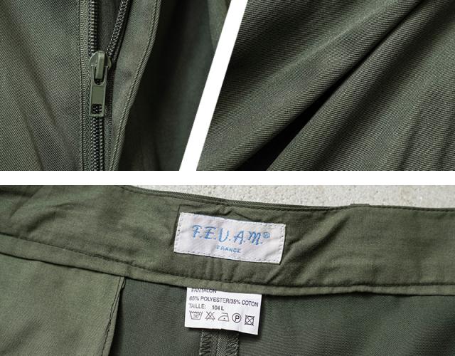 WAIPER.inc 実物 新品 デッドストック フランス軍 リメイク T/Cツイル DEEP TWO TUCK トラウザーズ OLIVE【I】【Cx】_12