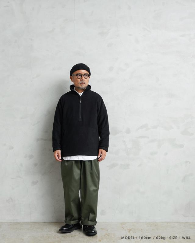 WAIPER.inc 実物 新品 デッドストック フランス軍 リメイク T/Cツイル DEEP TWO TUCK トラウザーズ OLIVE【I】【Cx】_4
