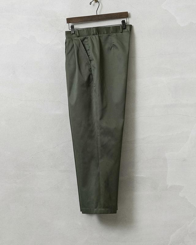 WAIPER.inc 実物 新品 デッドストック フランス軍 リメイク T/Cツイル DEEP TWO TUCK トラウザーズ OLIVE【I】【Cx】_8