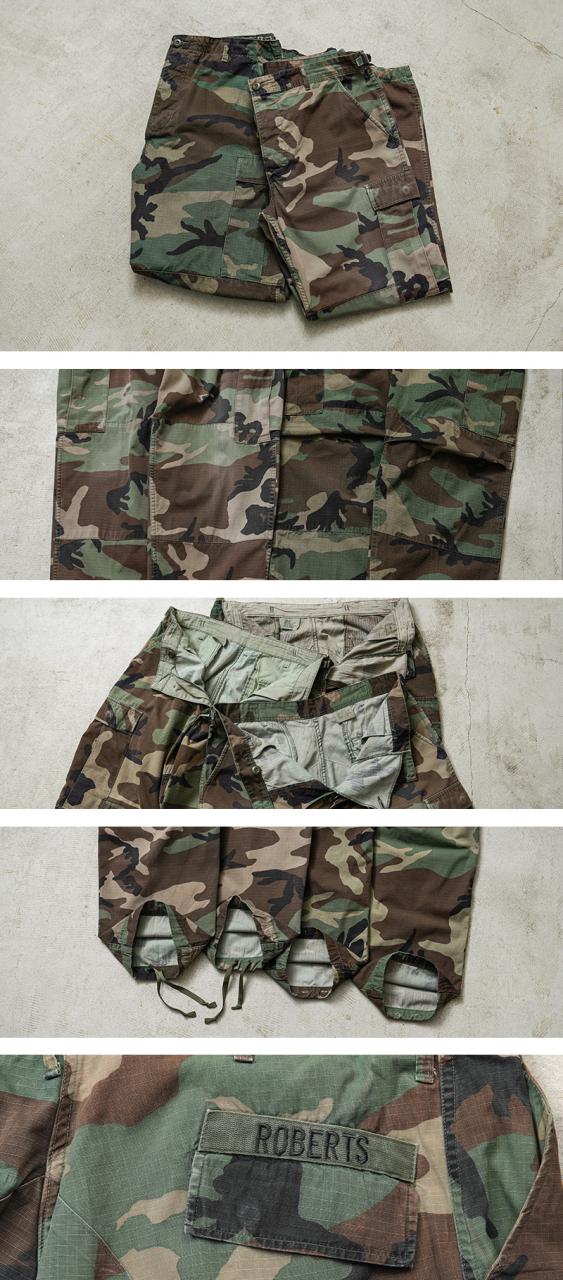 実物 USED 米軍 BDU WOODLAND CAMO リップストップ カーゴパンツ【Cx